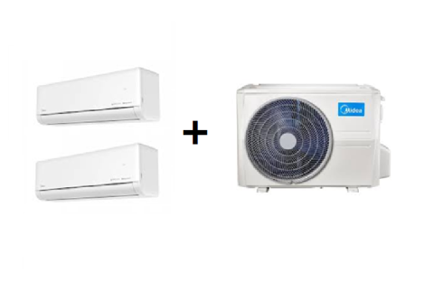 MIDEA MULTI-SPLIT 2X1 SÉRIE SOLESTICE R32 C/ WIFI, FILTRAGEM HEPA e AIR MAGIC (9000+12000 BTUS)