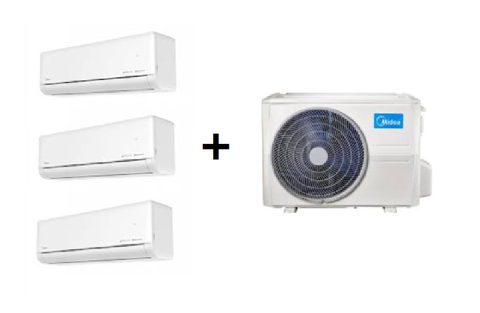 MIDEA MULTI-SPLIT 3X1 SÉRIE SOLSTICE R32 C/ WIFI, FILTRAGEM HEPA e AIR MAGIC (9000+9000+18000 BTUS)