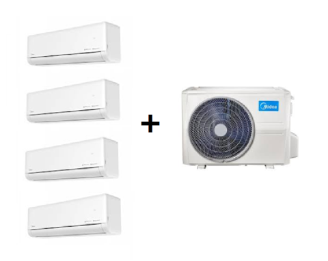 MIDEA MULTI-SPLIT 4X1 SÉRIE SOLSTICE R32 C/ WIFI, FILTRAGEM HEPA e AIR MAGIC (9000+9000+9000+18000 BTUS)